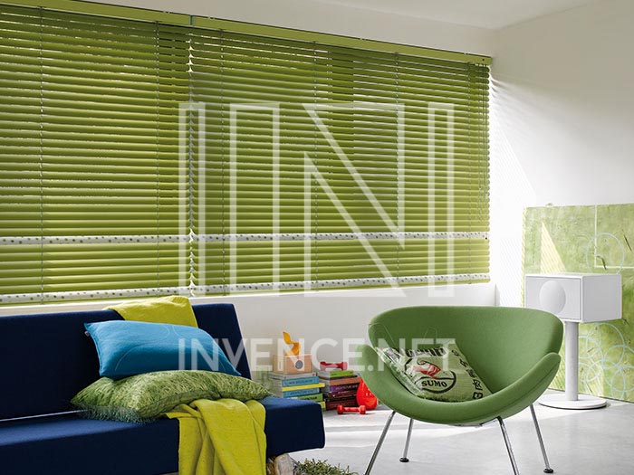 modré designové žaluzie hliníkové