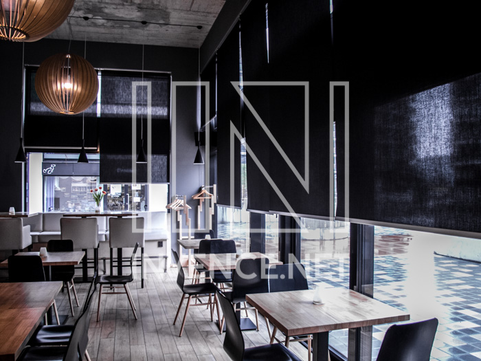 Realizace látkových rolet restaurace Praha Malešice