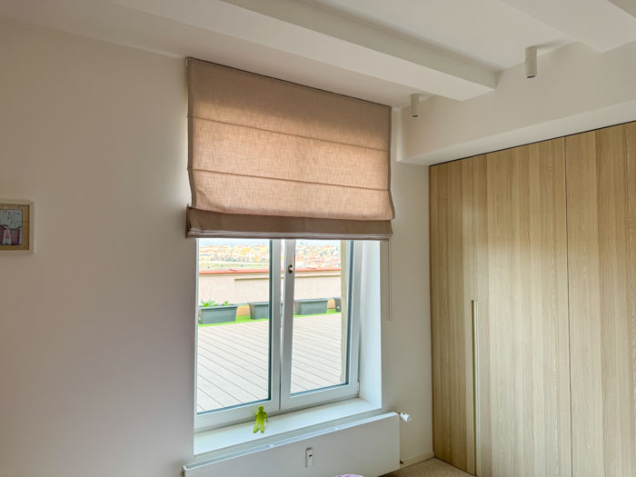 Realizace římských rolet do kuchyně a ložnice